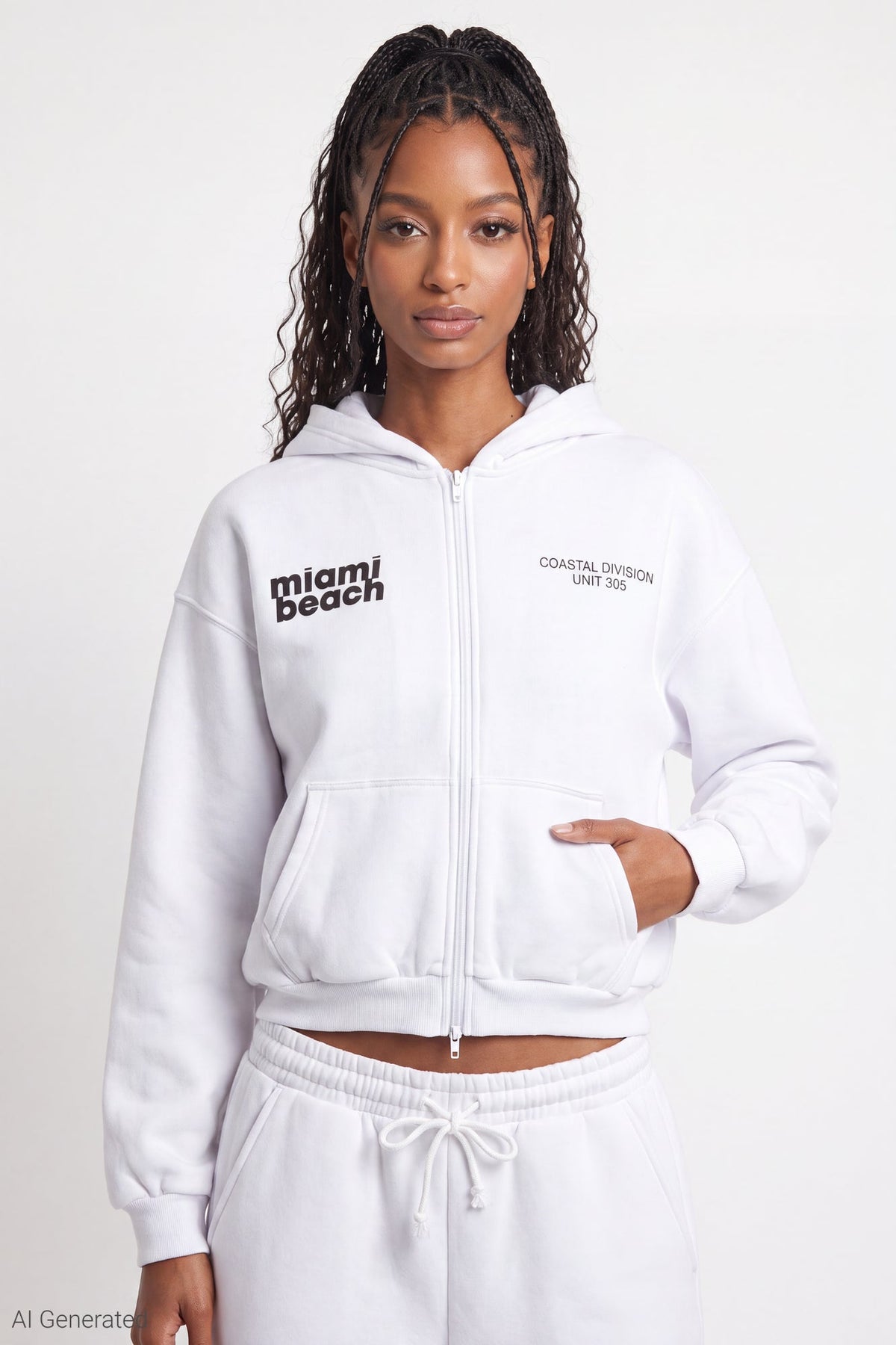 Graphic Fleece Boxy Zip Hoodie