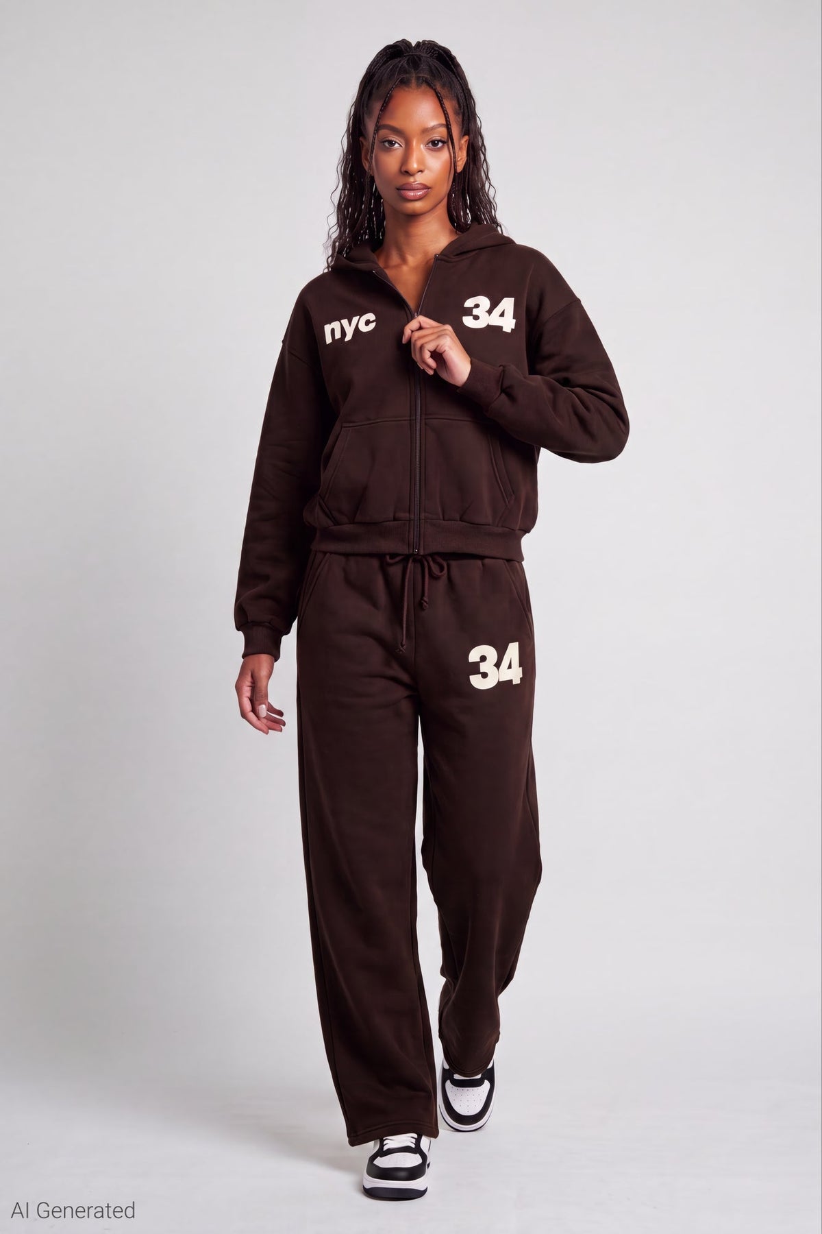Graphic Fleece Boxy Zip Hoodie
