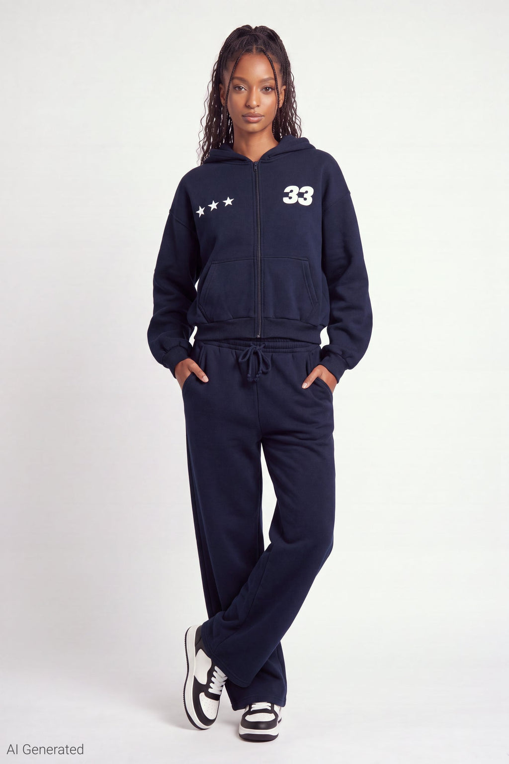 Graphic Fleece Boxy Zip Hoodie