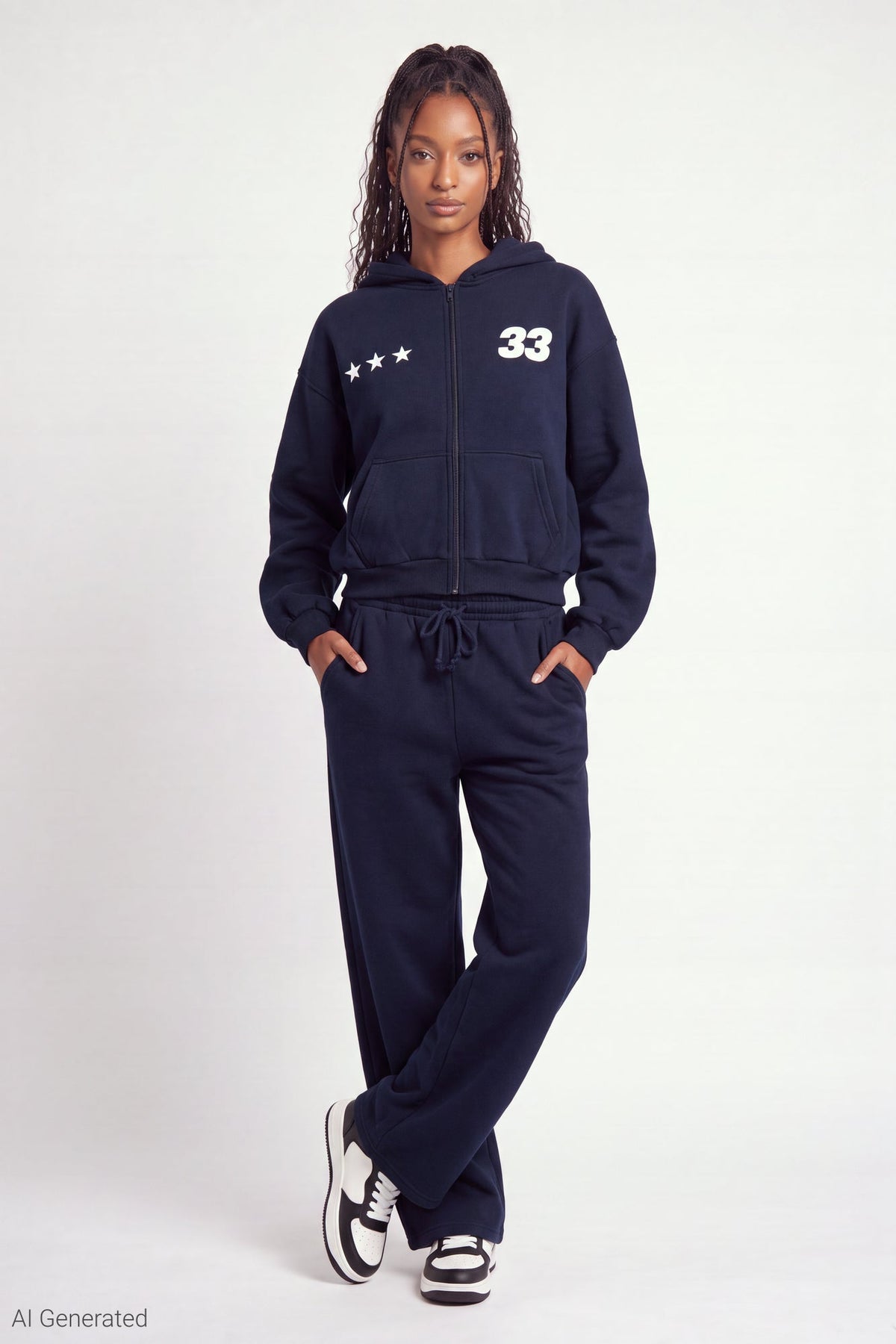 Graphic Fleece Boxy Zip Hoodie