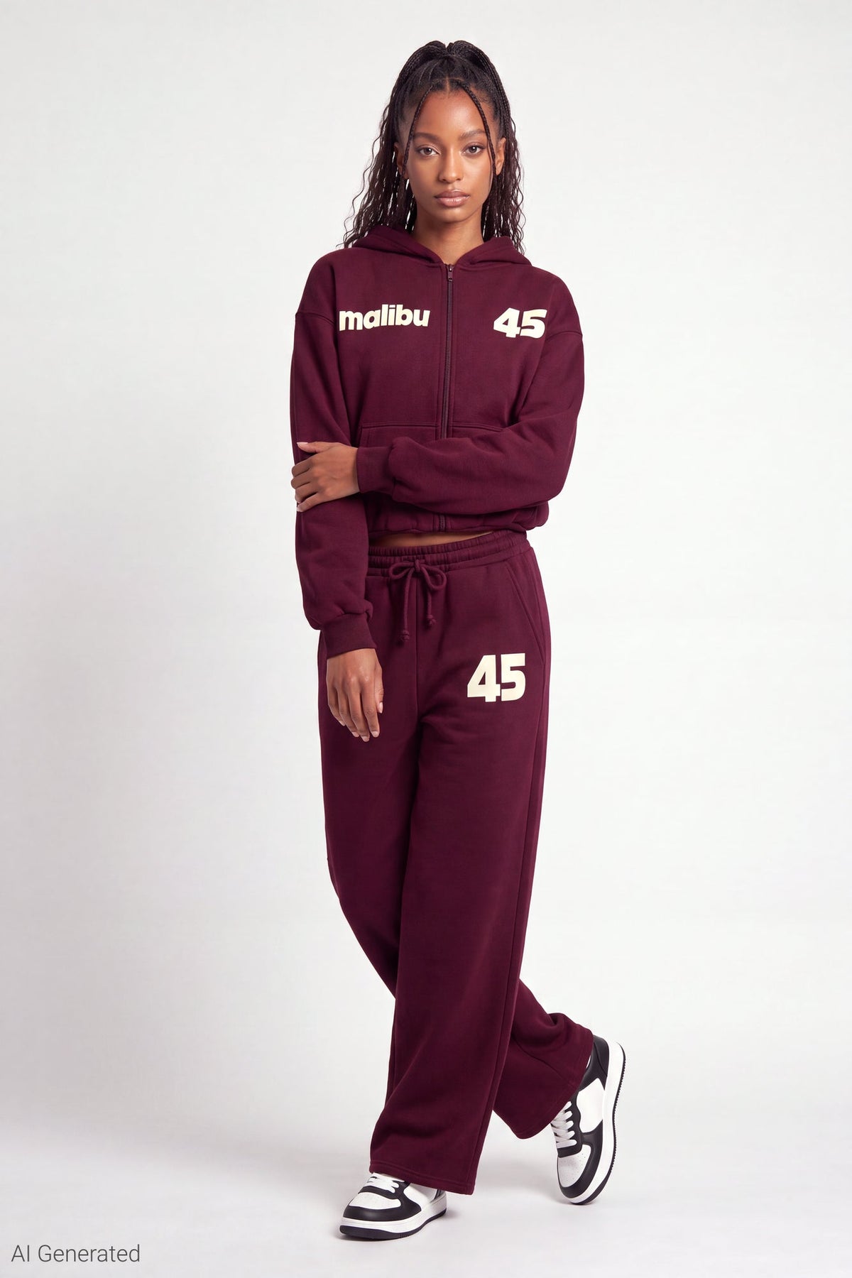 Graphic Fleece Boxy Zip Hoodie