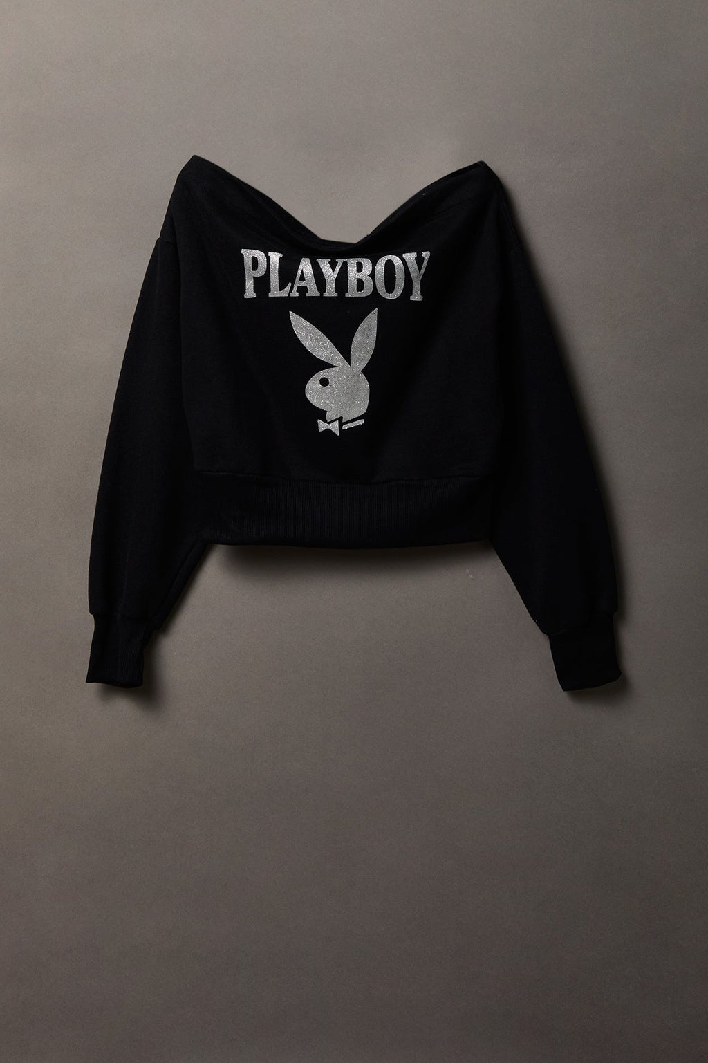 Playboy Fleece Off Shoulder Sweatshirt