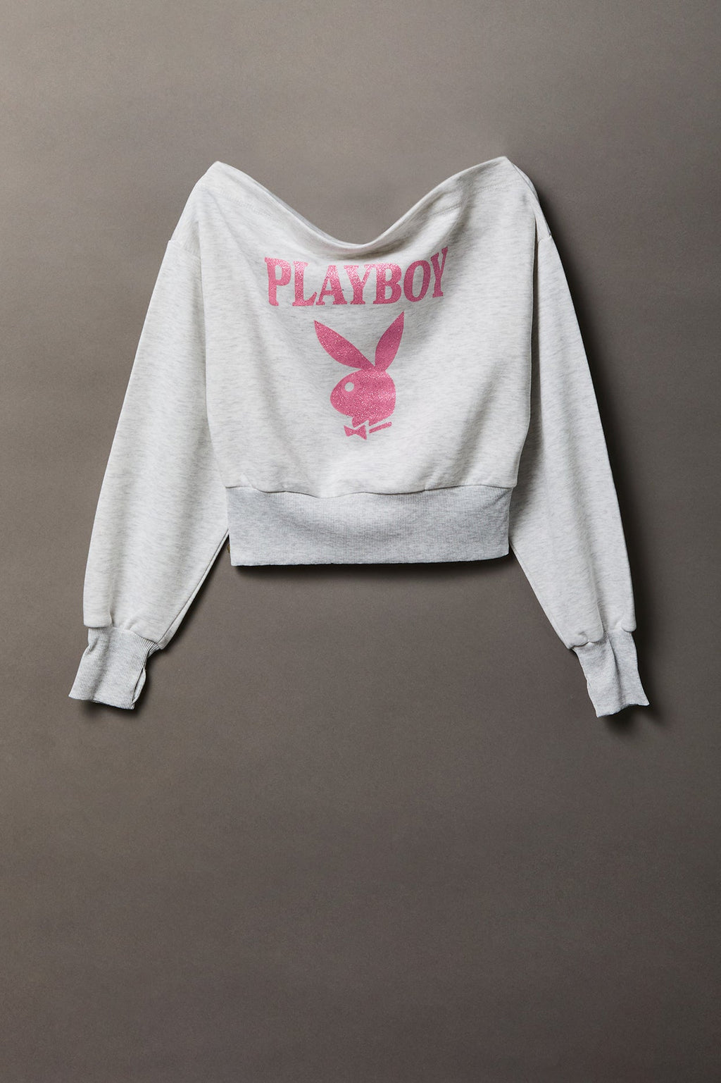Playboy Fleece Off Shoulder Sweatshirt