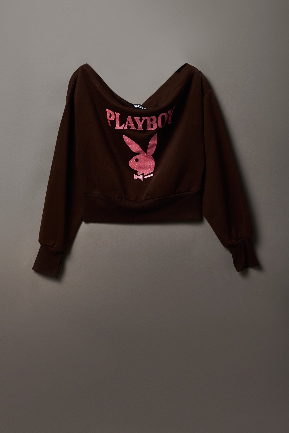 Playboy Fleece Off Shoulder Sweatshirt