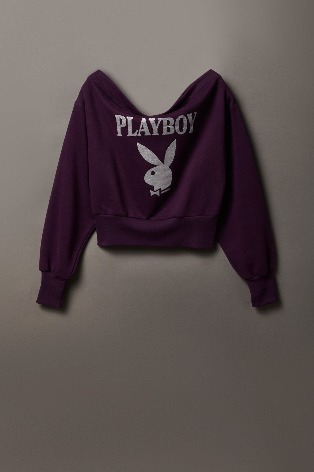 Playboy Fleece Off Shoulder Sweatshirt