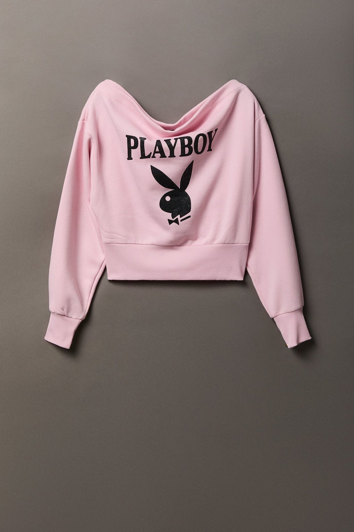 Playboy Fleece Off Shoulder Sweatshirt