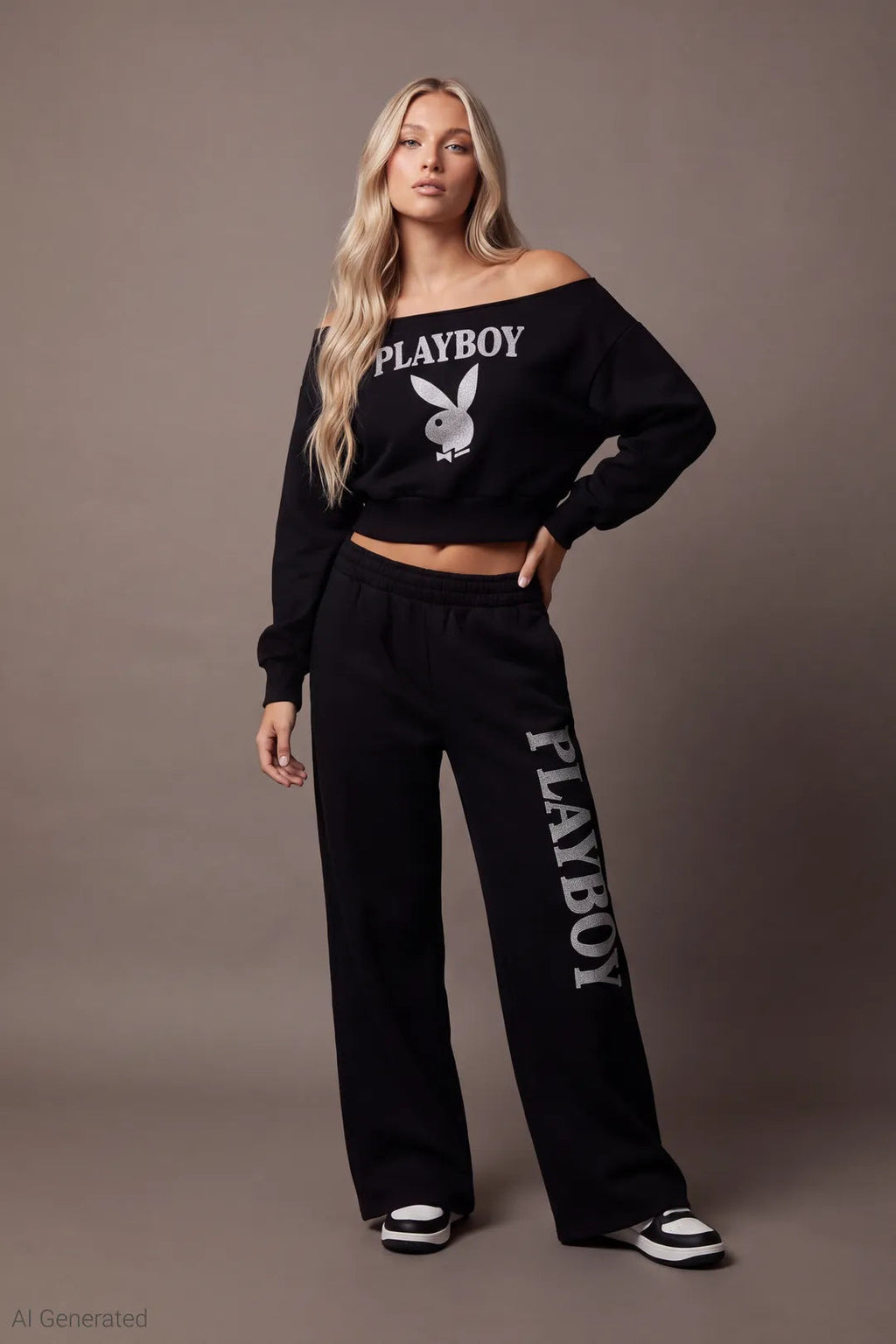 Playboy Fleece Off Shoulder Sweatshirt