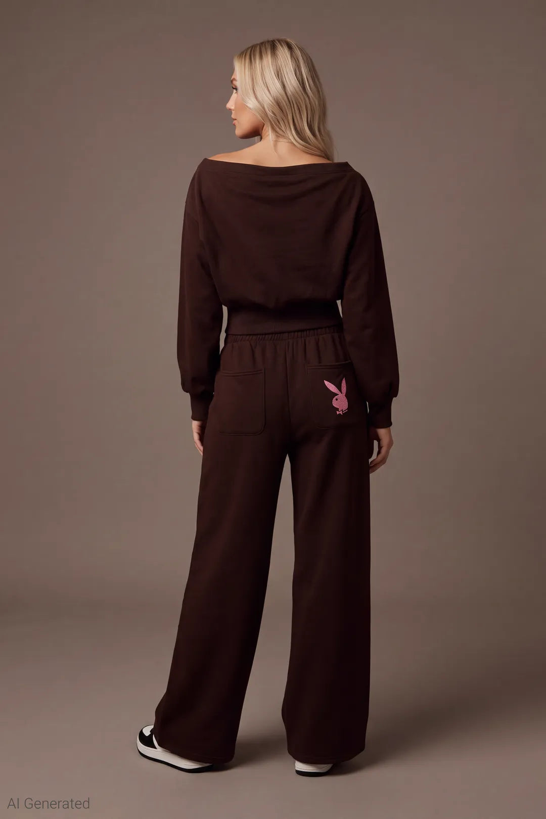 Playboy Fleece Off Shoulder Sweatshirt