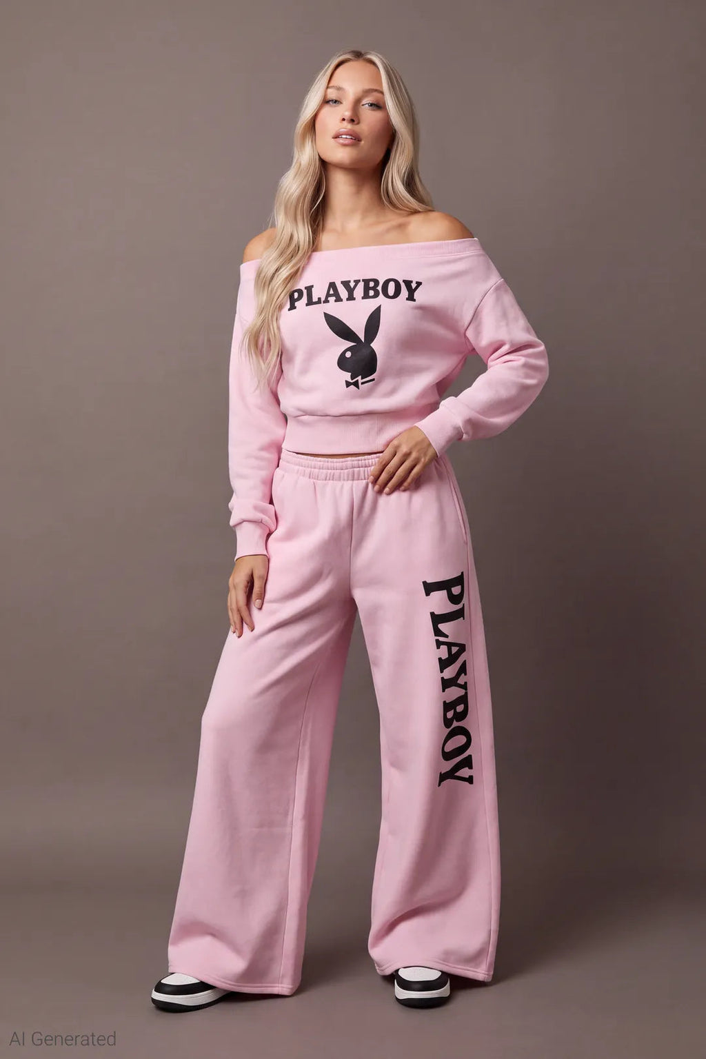 Playboy Fleece Off Shoulder Sweatshirt