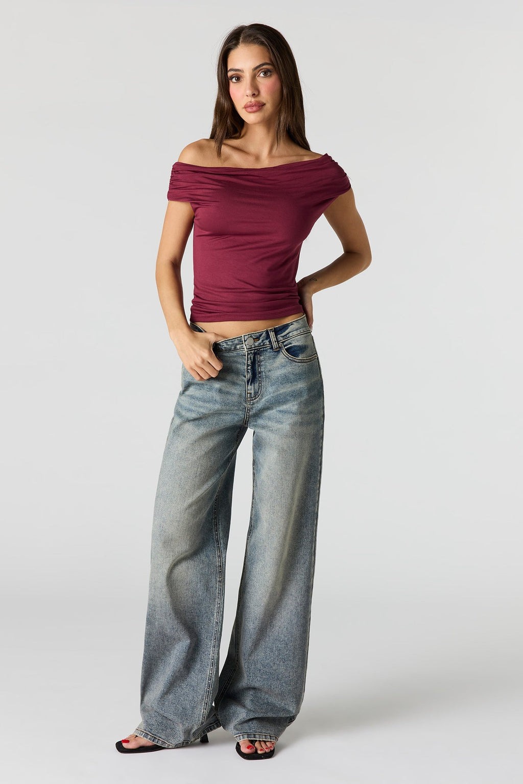 Off Shoulder Ruched Top