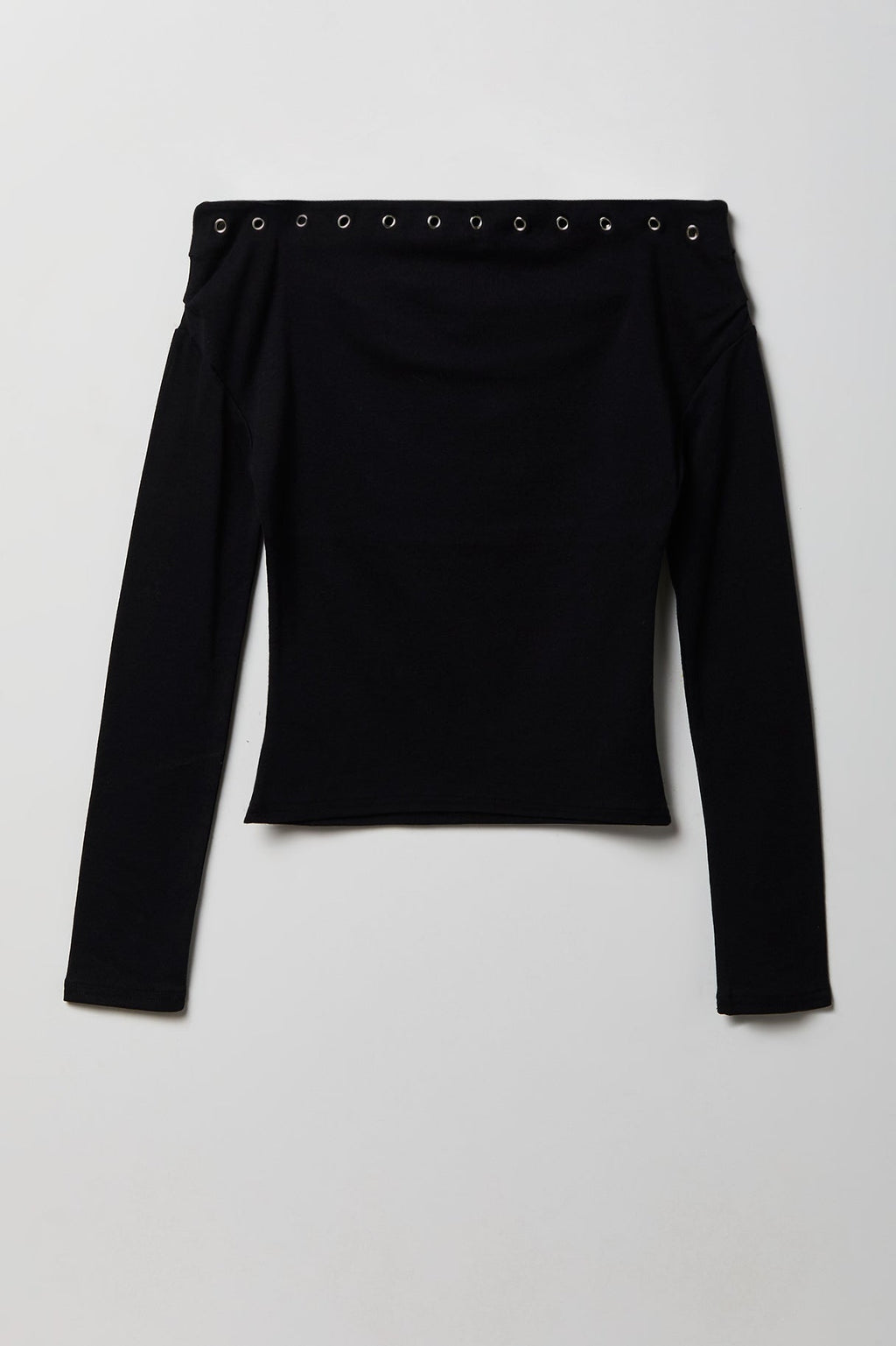 Studded Off Shoulder Long Sleeve Top
