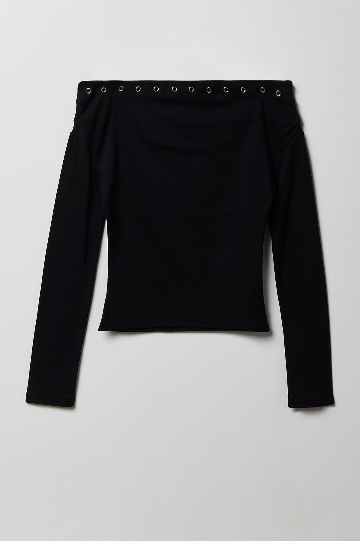 Studded Off Shoulder Long Sleeve Top