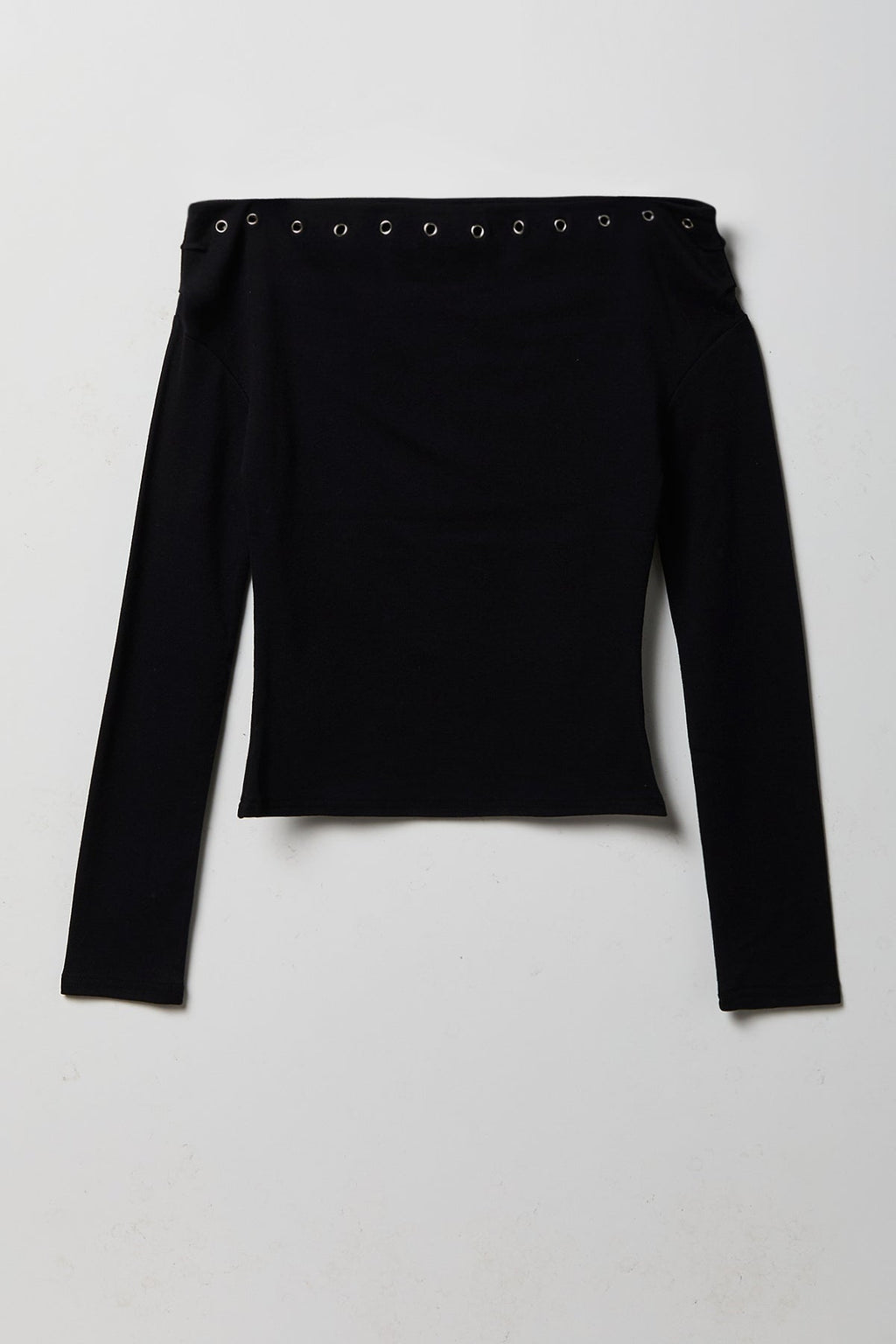Studded Off Shoulder Long Sleeve Top