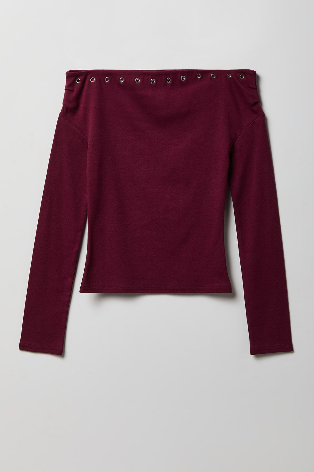 Studded Off Shoulder Long Sleeve Top