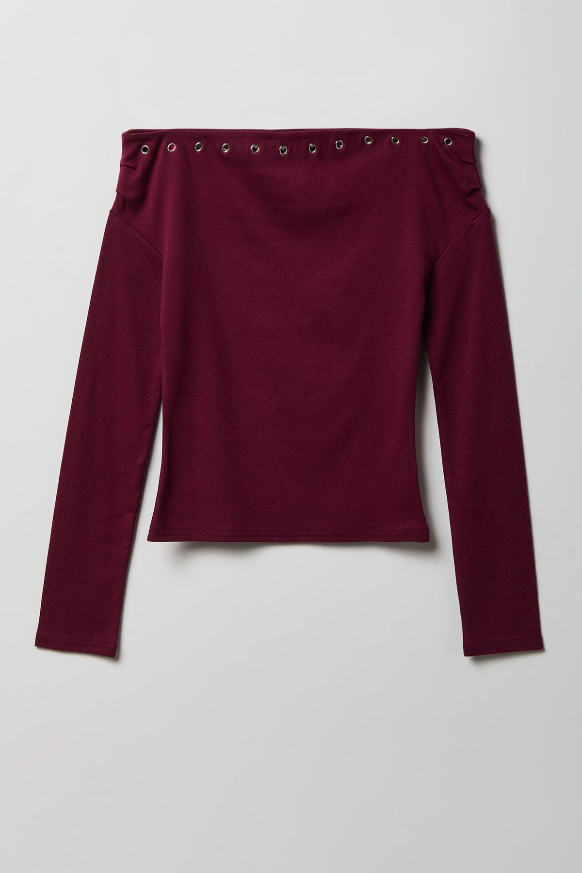 Studded Off Shoulder Long Sleeve Top