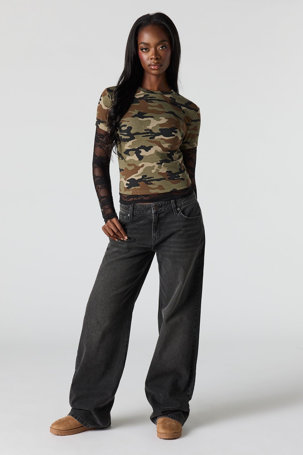 Twofer Lace Long Sleeve Top