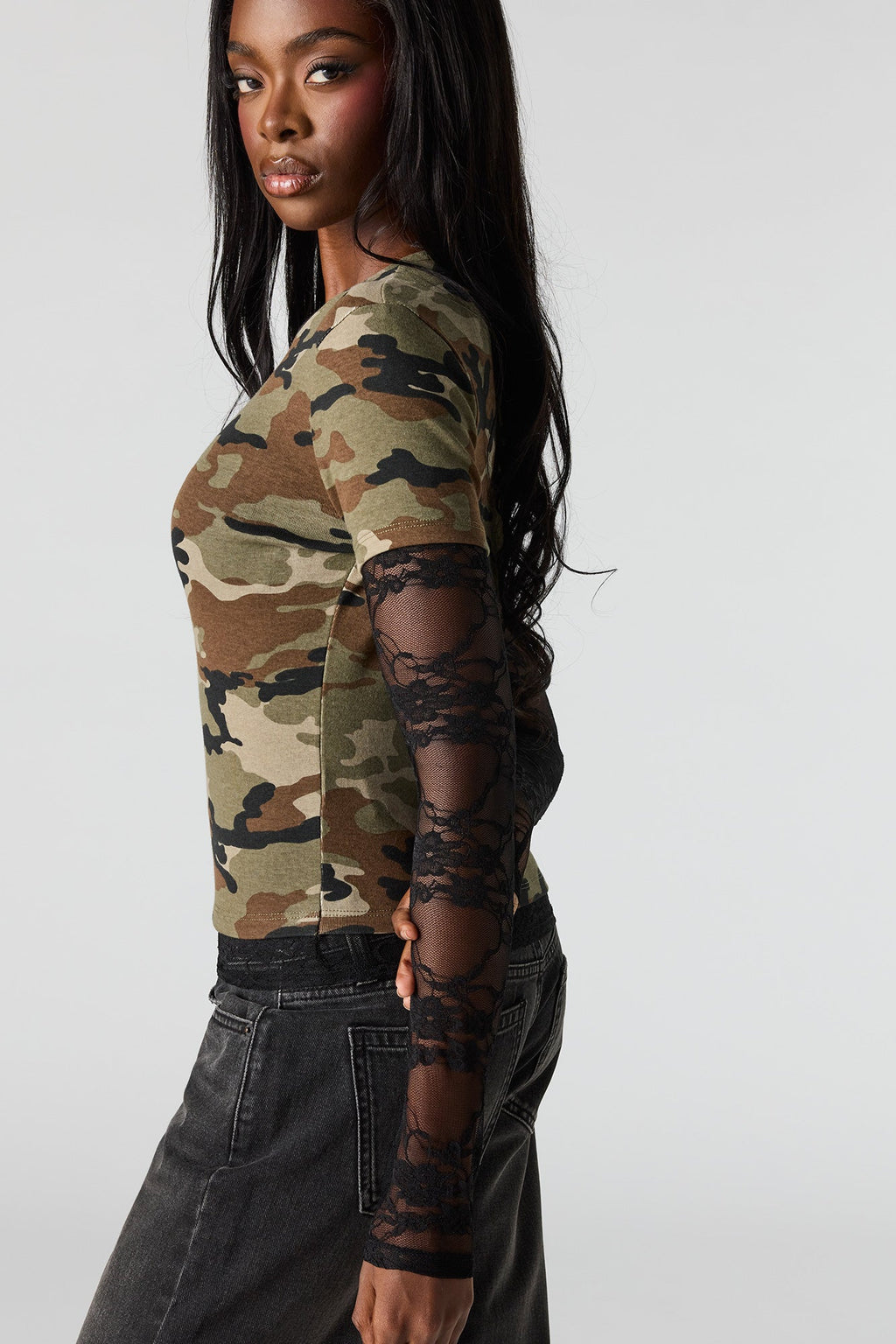 Twofer Lace Long Sleeve Top