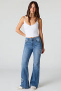 Stretch High Rise Butterfly Patch Flare Jean 22"