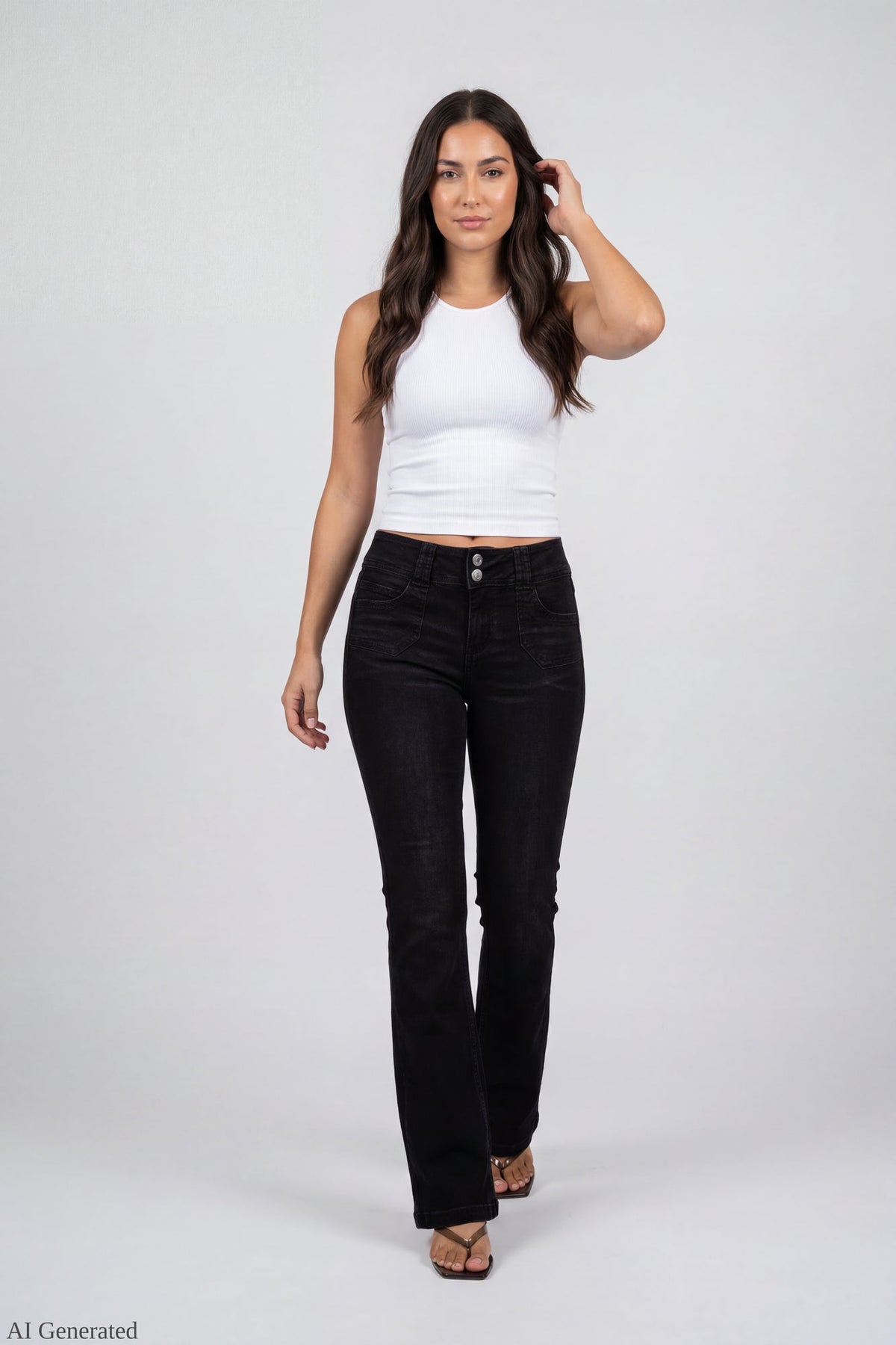 Stretch Low Rise Rhinestone Embroidered Flare Jean