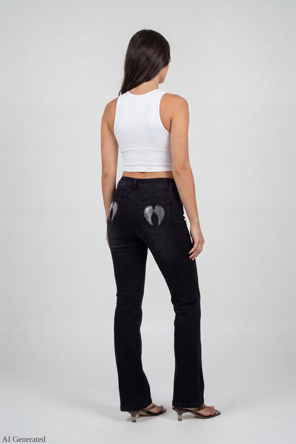 Stretch Low Rise Rhinestone Embroidered Flare Jean