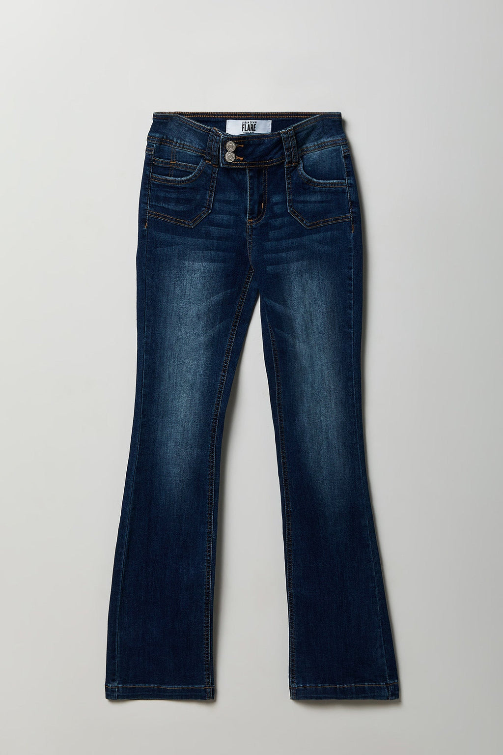 Stretch Low Rise Rhinestone Embroidered Flare Jean
