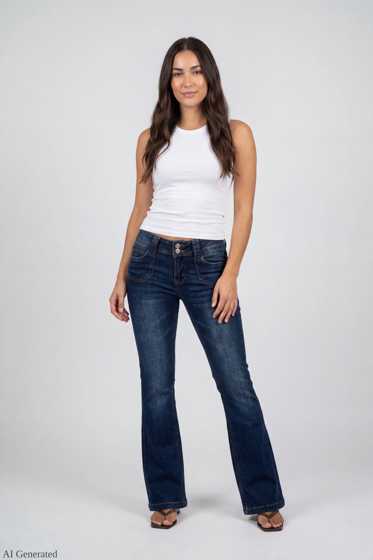Stretch Low Rise Rhinestone Embroidered Flare Jean