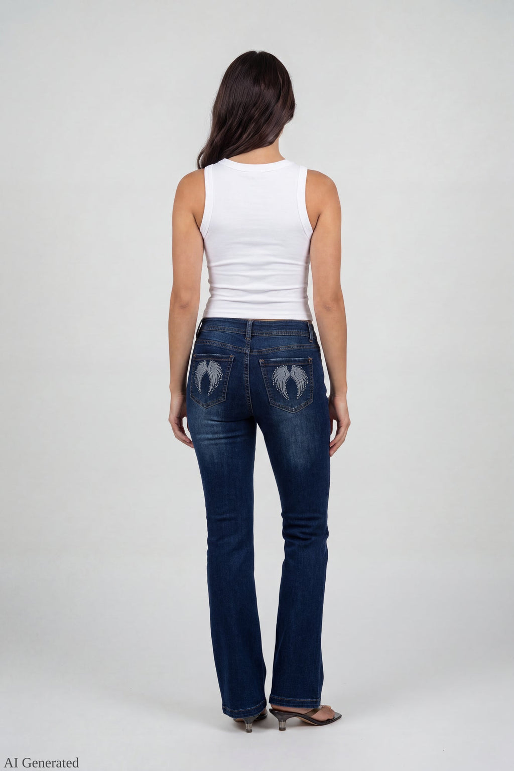 Stretch Low Rise Rhinestone Embroidered Flare Jean