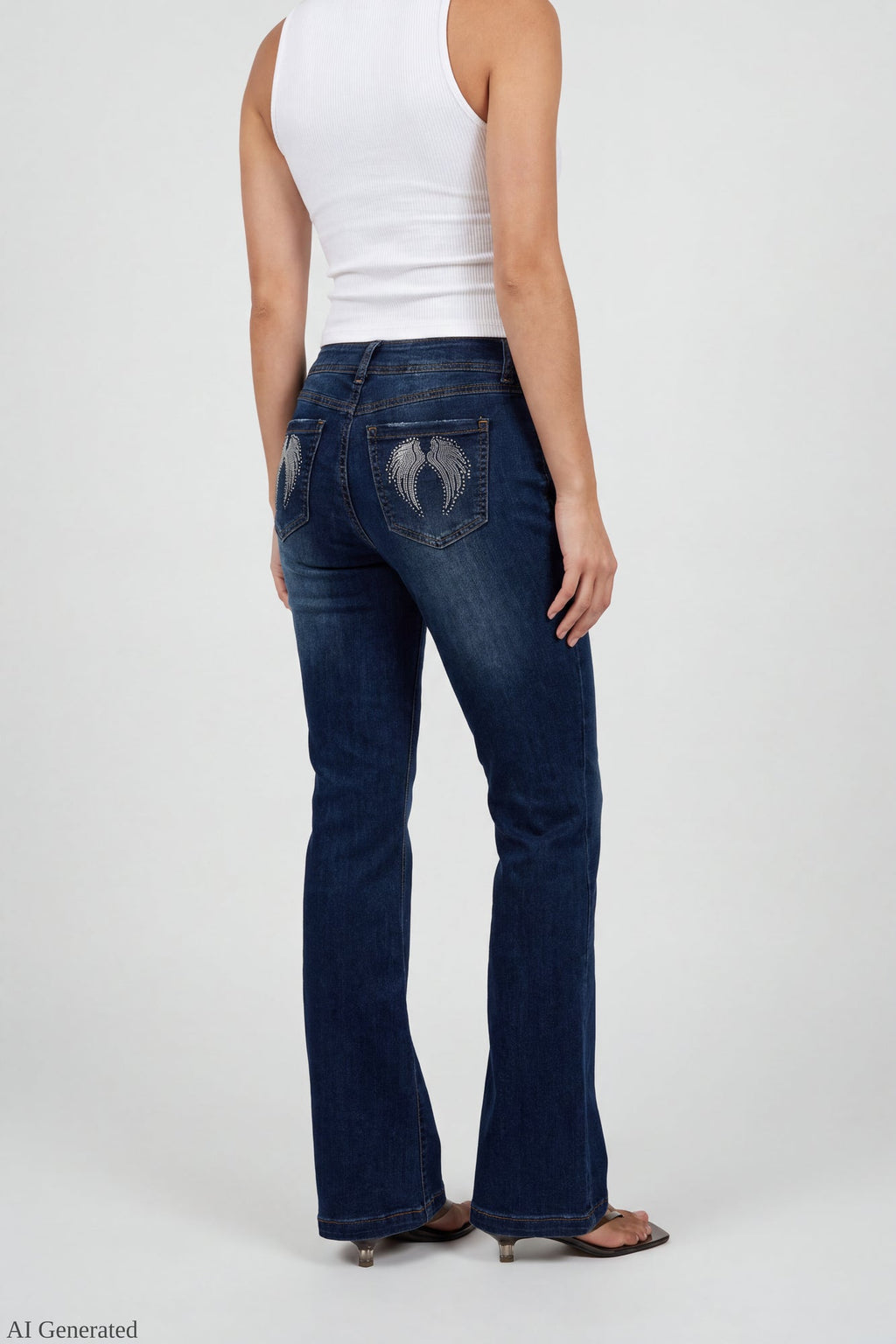 Stretch Low Rise Rhinestone Embroidered Flare Jean