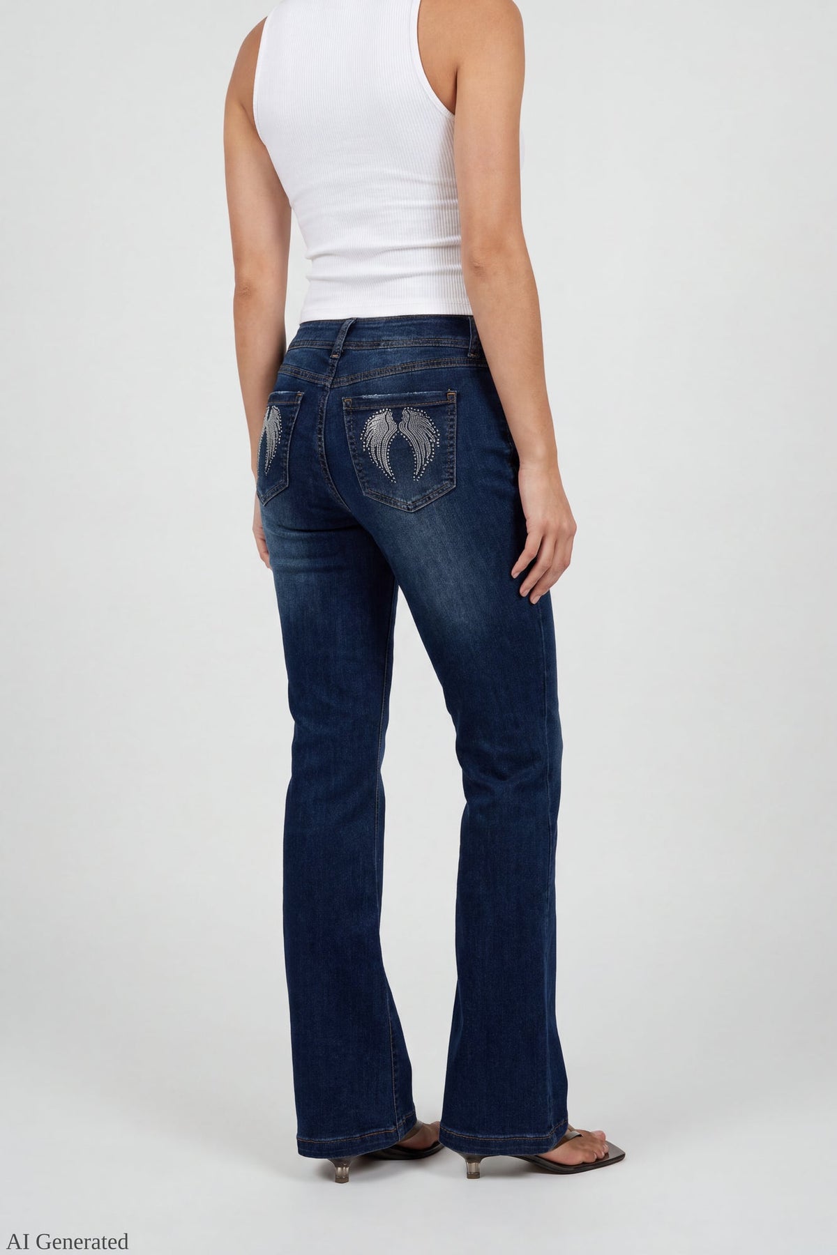 Stretch Low Rise Rhinestone Embroidered Flare Jean