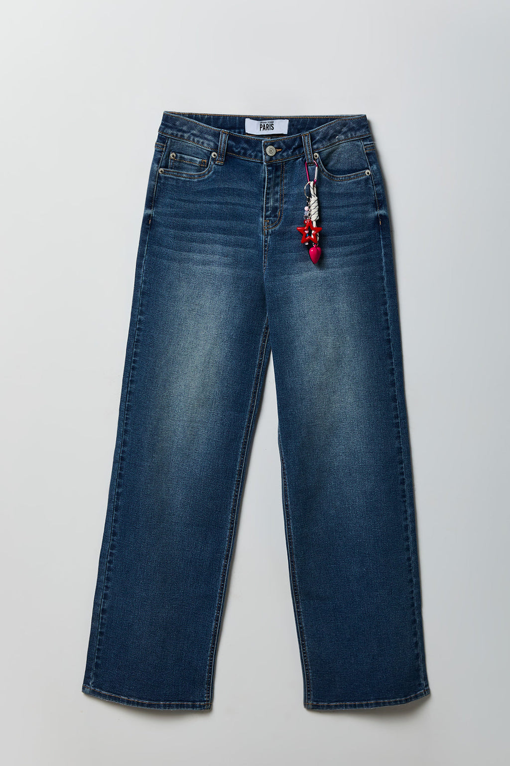 Paris Stretch High Rise Wide Leg Jean with Keychain