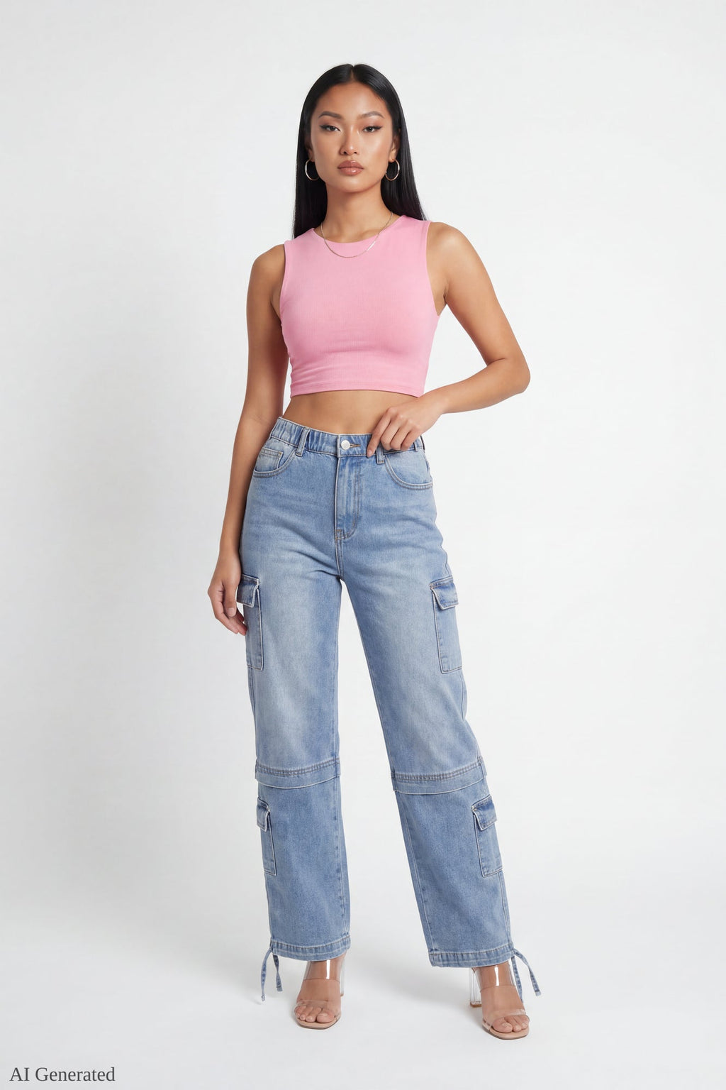 Stretch Low Rise Cargo Jean