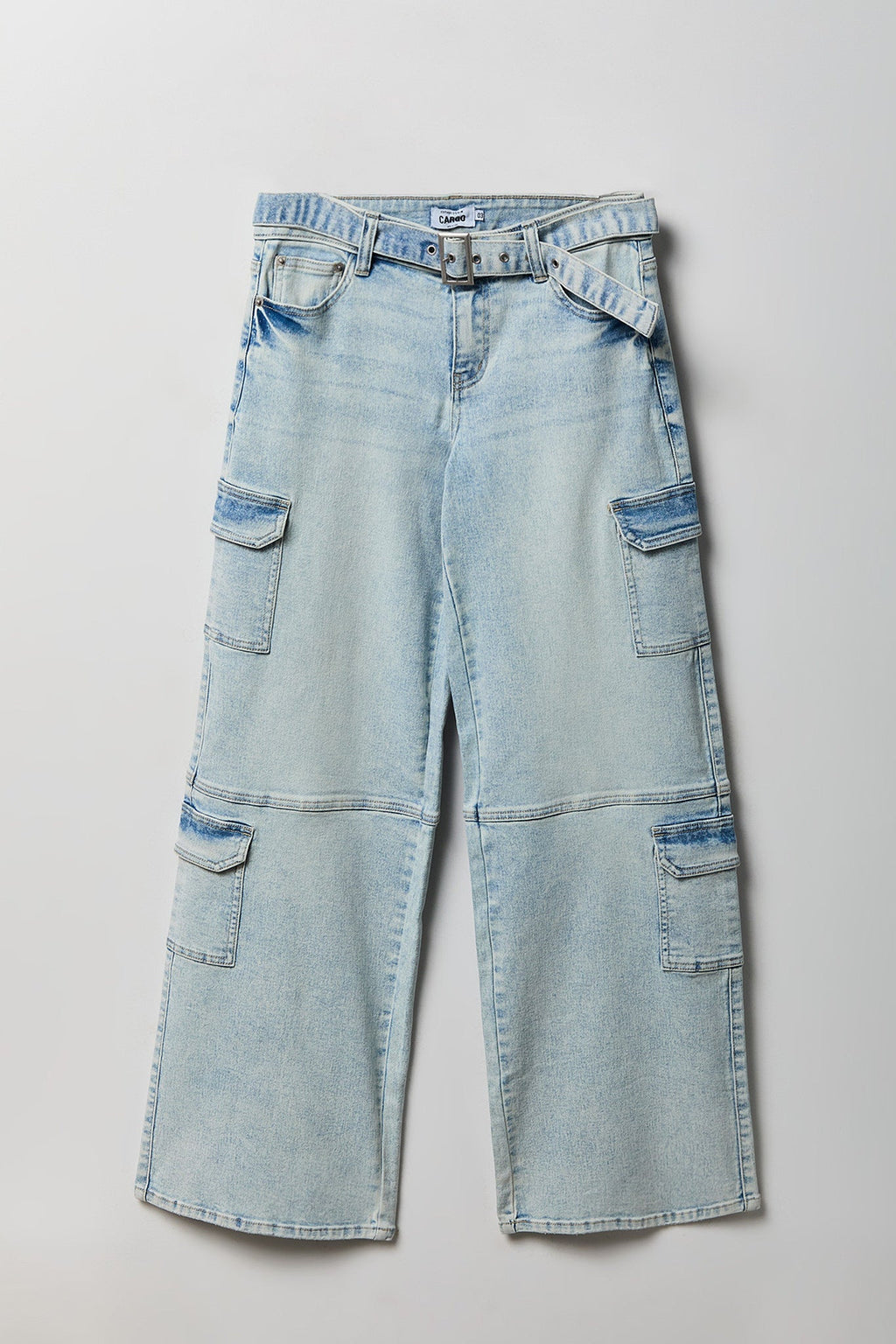 Stretch Low Rise Belted Cargo Jean