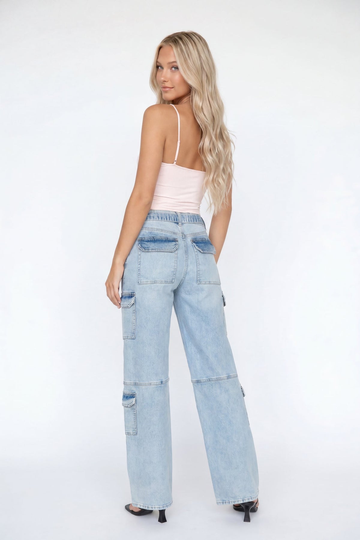 Stretch Low Rise Belted Cargo Jean
