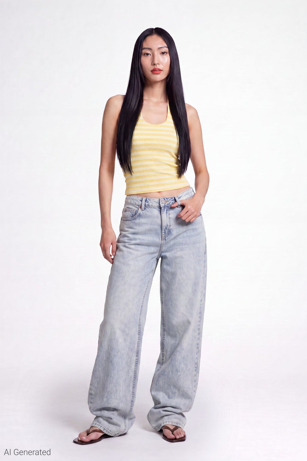 Stretch Low Rise Baggy Jean
