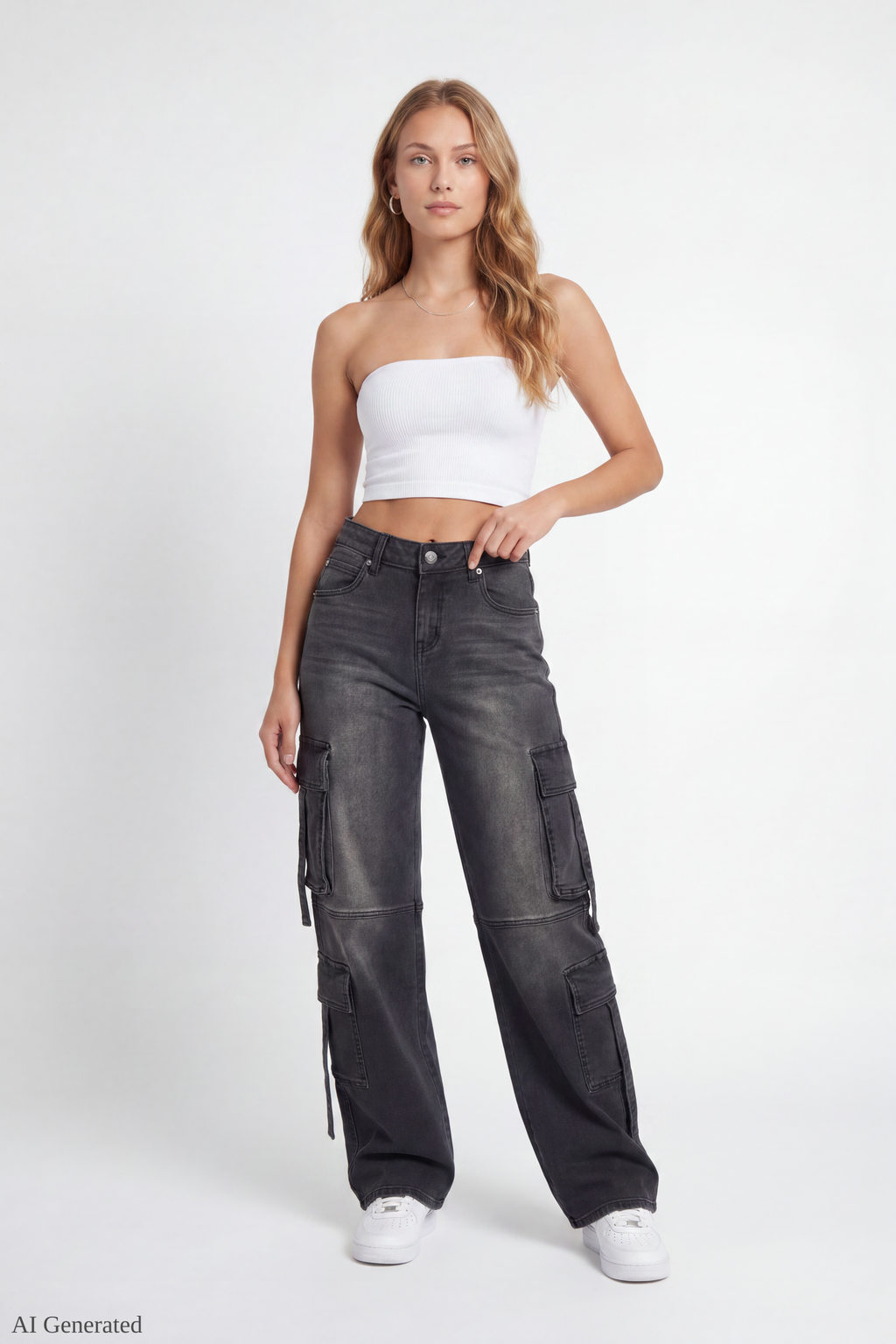 Stretch Low Rise Cargo Jean