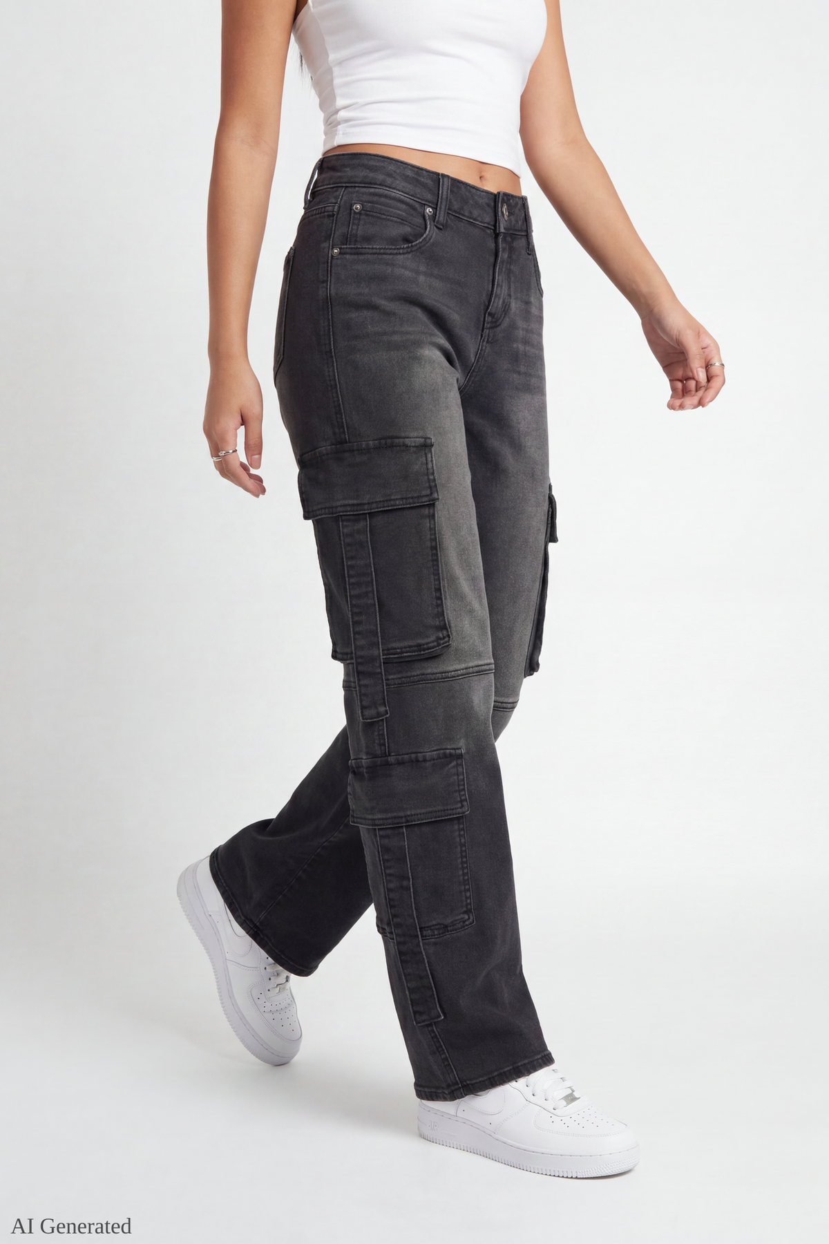 Stretch Low Rise Cargo Jean
