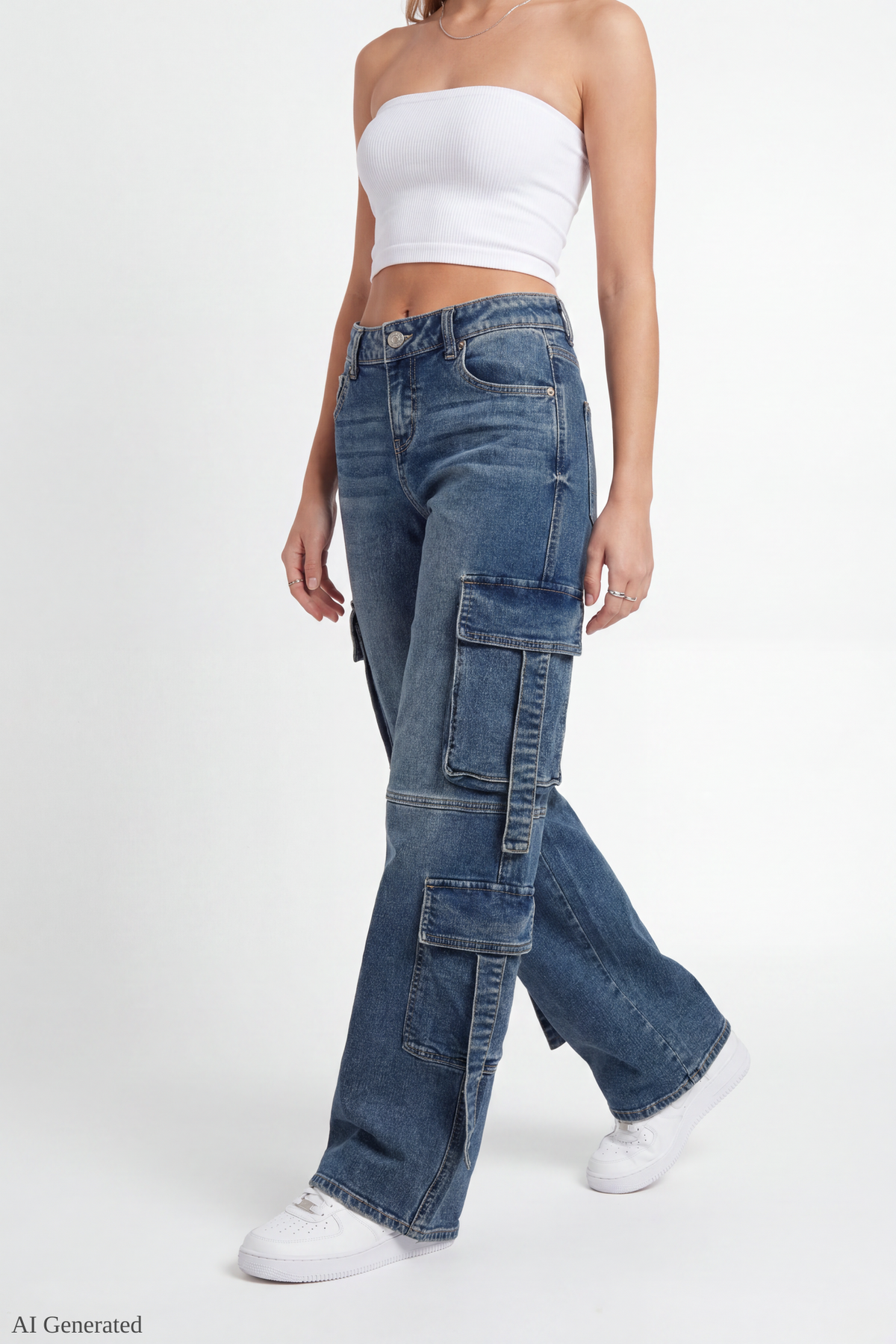 Stretch Low Rise Cargo Jean