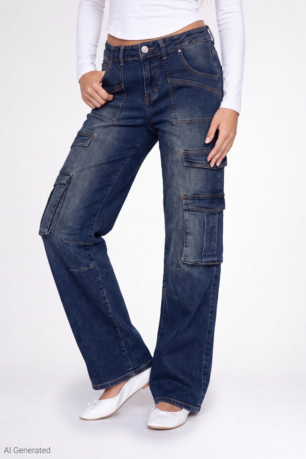 Stretch Low Rise Cargo Jean