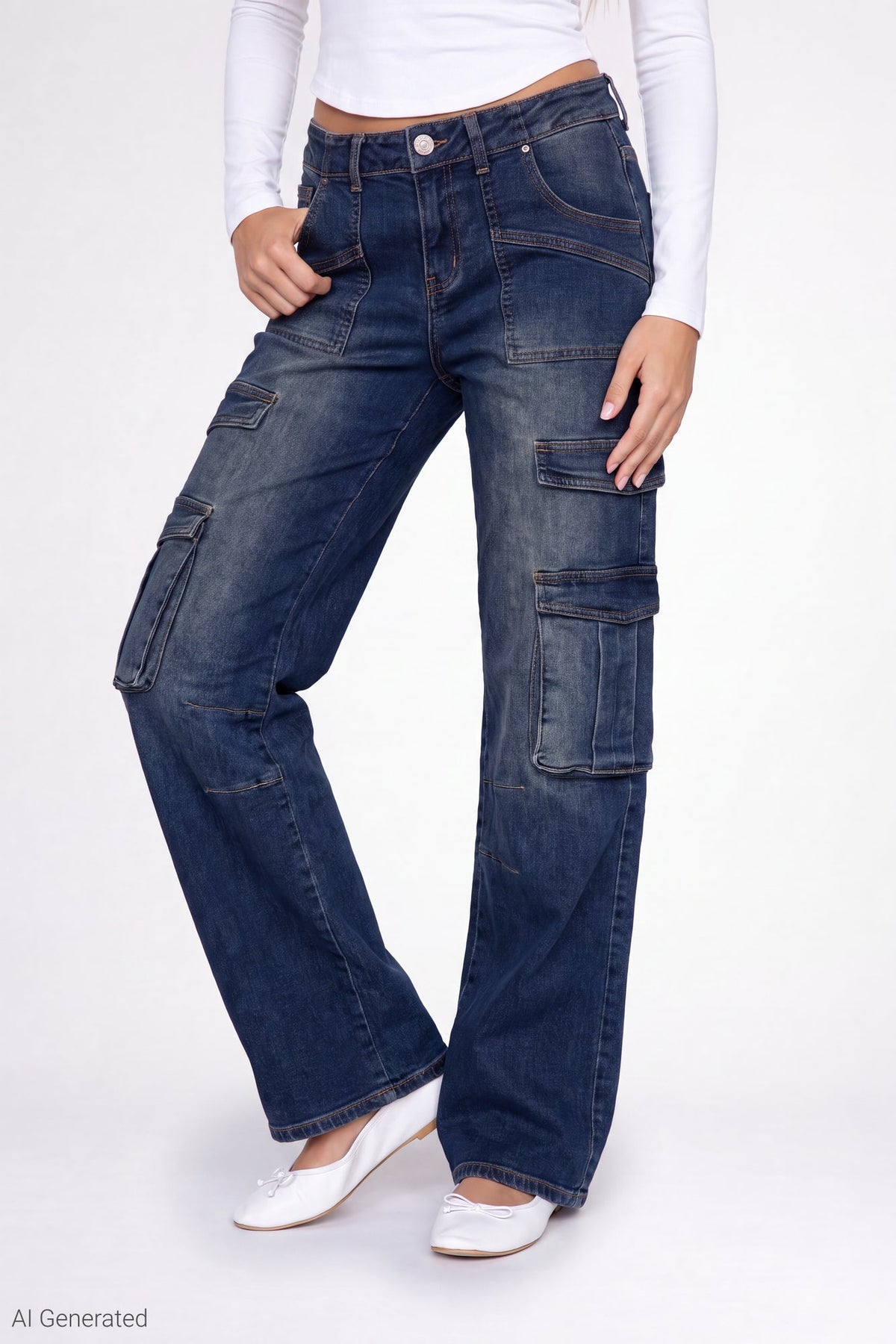 Stretch Low Rise Cargo Jean