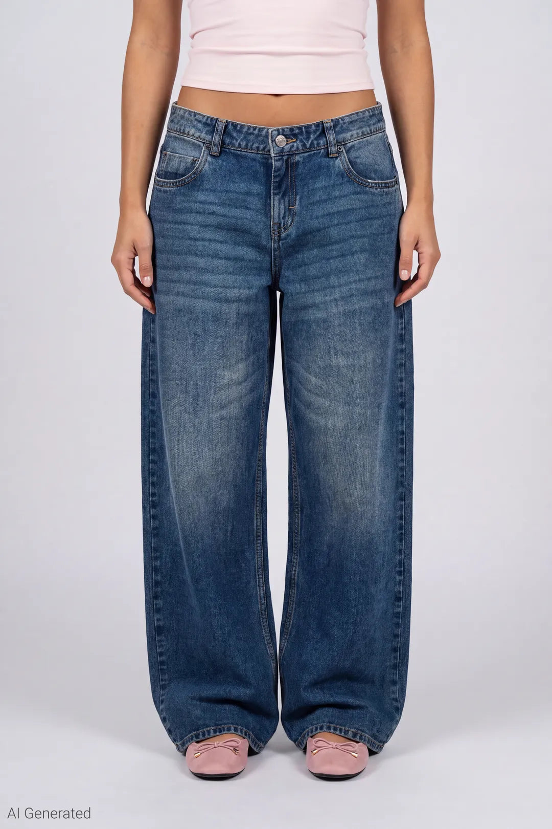 London Low Rise Embroidered Super Baggy Jean