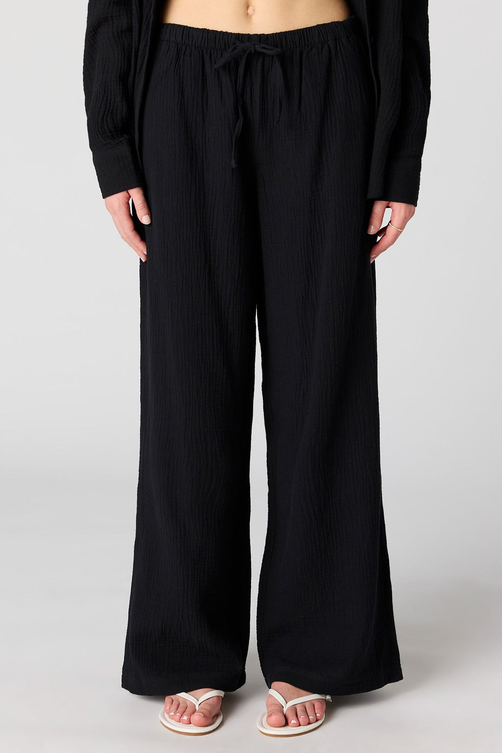 Textured Flowy Wide Leg Pant