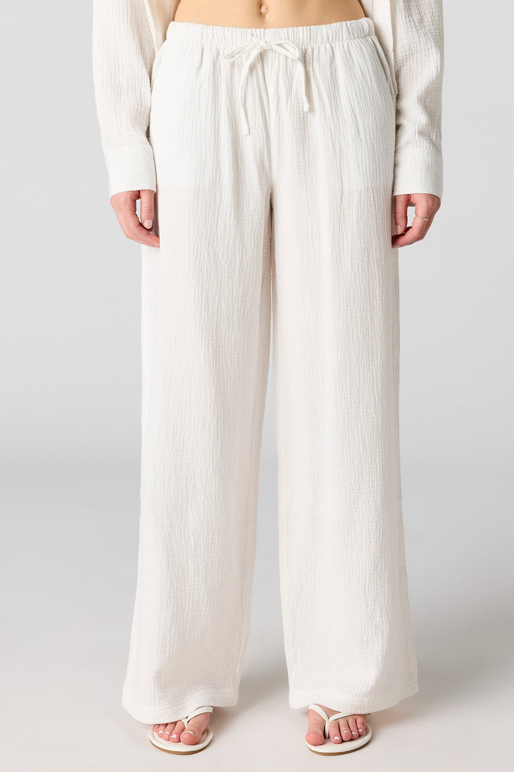 Textured Flowy Wide Leg Pant