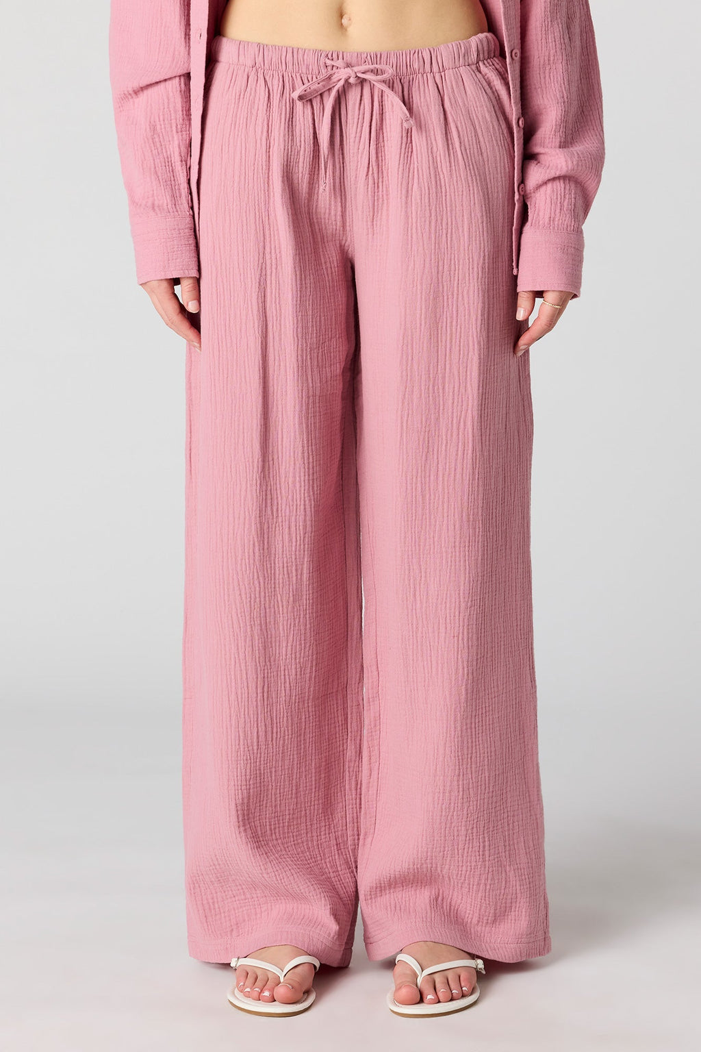 Textured Flowy Wide Leg Pant