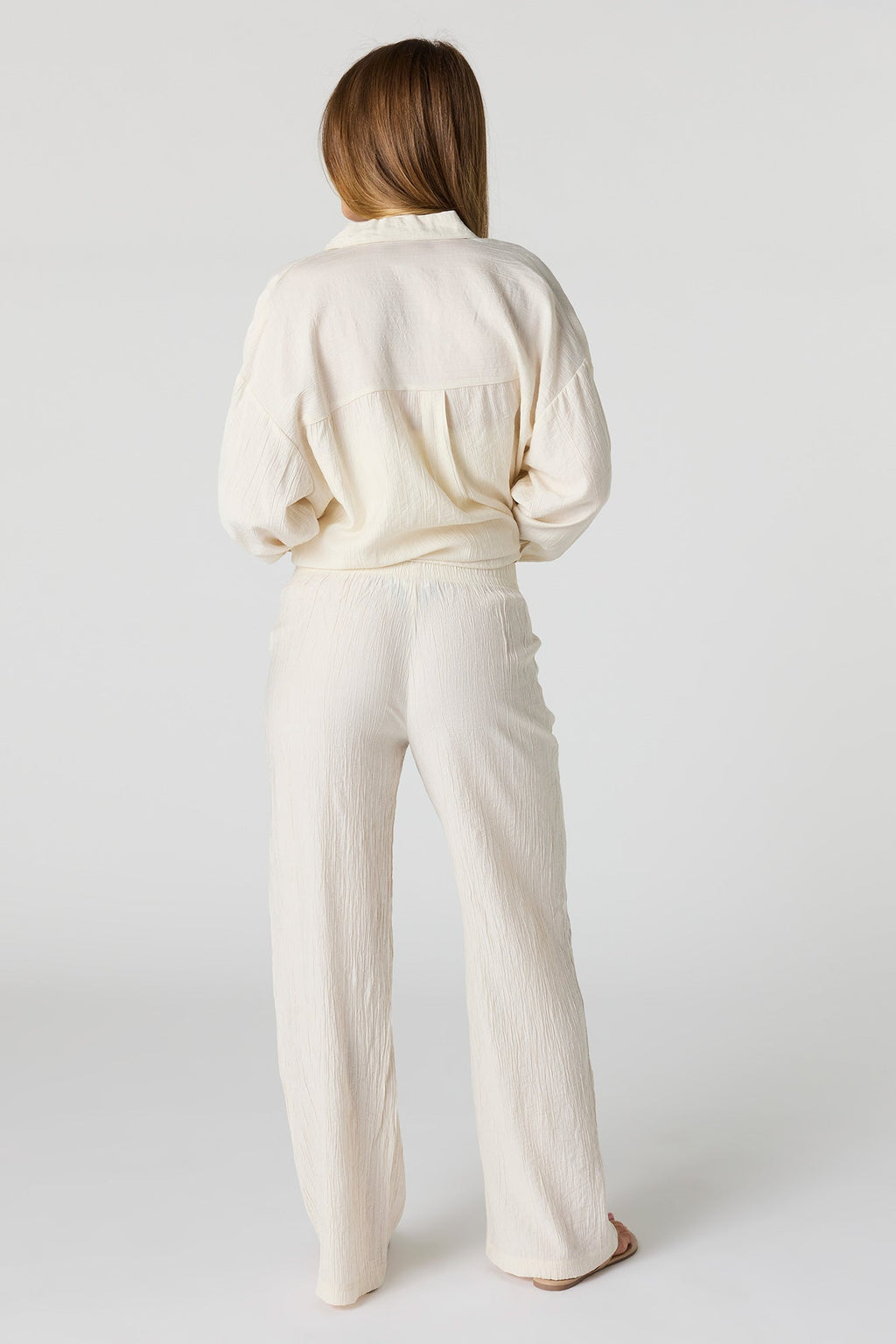 Textured Flowy Wide Leg Pant