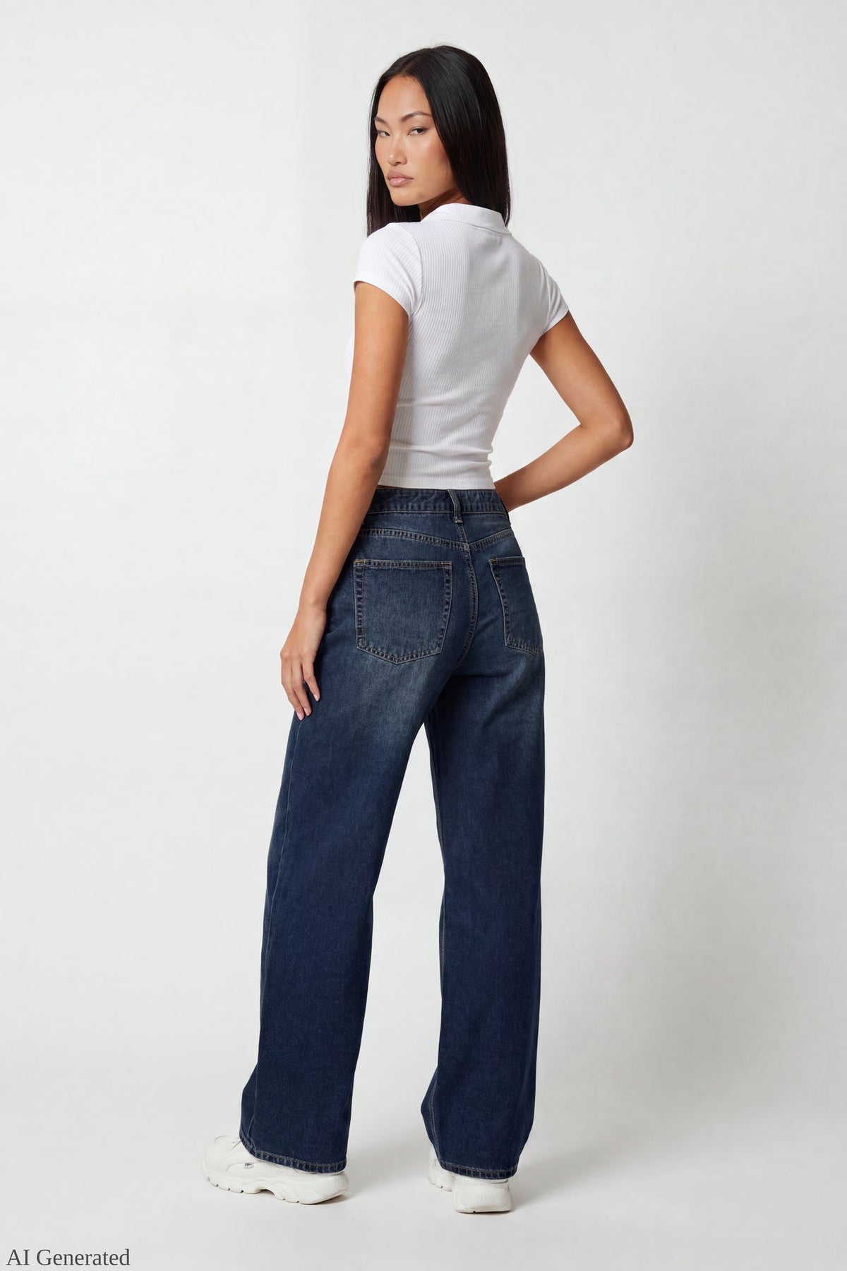 London Ripped Low Rise Super Baggy Dark Jean