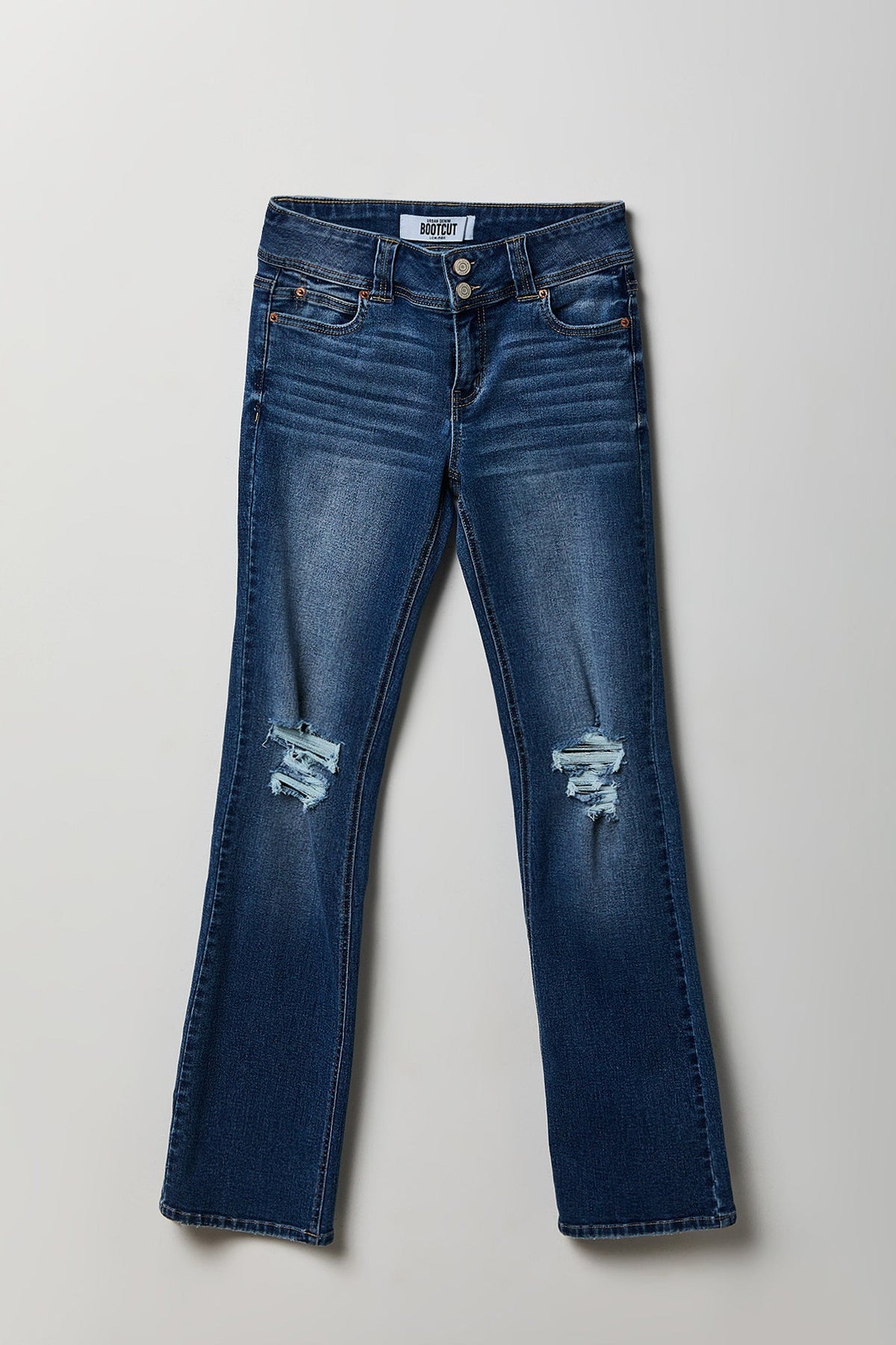 Stretch Ripped Low Rise Bootcut Jean