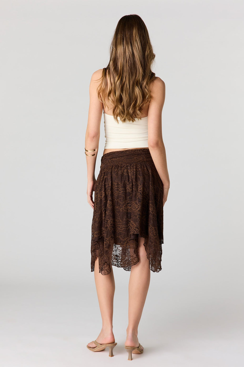 Lace Asymmetrical Mini Skirt