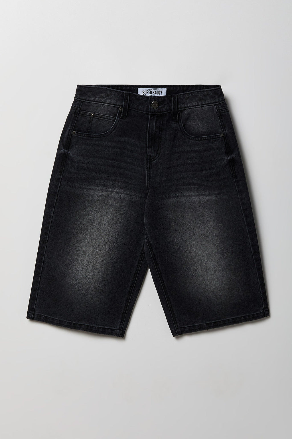 Low Rise Super Baggy Washed Black Jort 16"