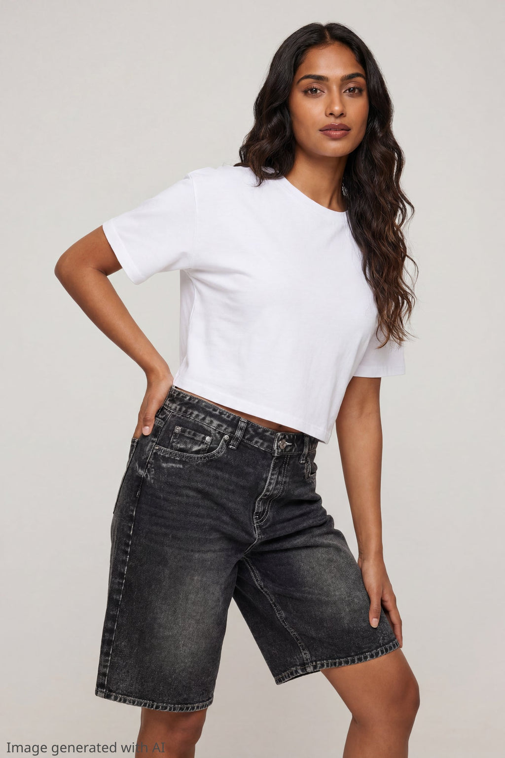 Low Rise Baggy Washed Black Jort 13"