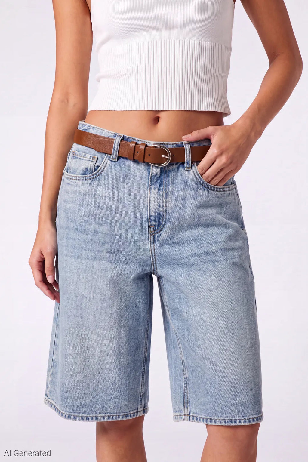 Low Rise Super Baggy Belted Jort 13"